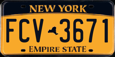 NY license plate FCV3671