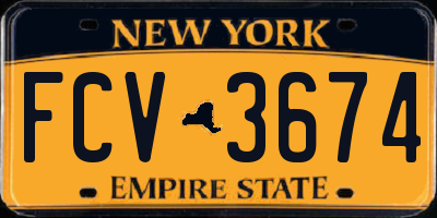 NY license plate FCV3674