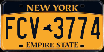 NY license plate FCV3774