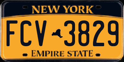 NY license plate FCV3829