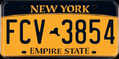 NY license plate FCV3854