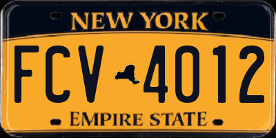 NY license plate FCV4012
