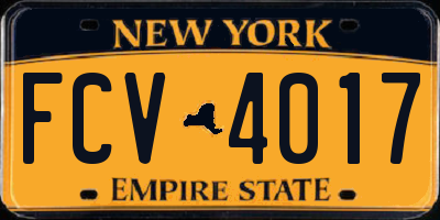 NY license plate FCV4017