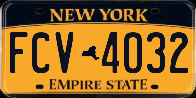 NY license plate FCV4032