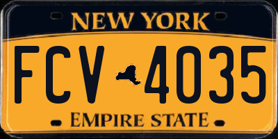 NY license plate FCV4035