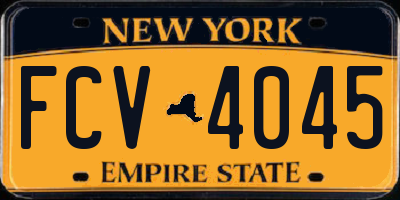 NY license plate FCV4045
