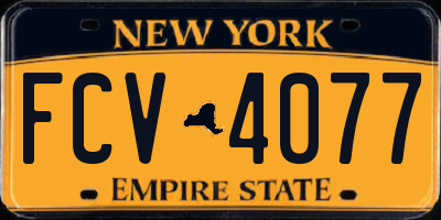 NY license plate FCV4077