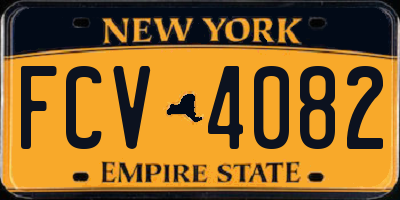NY license plate FCV4082
