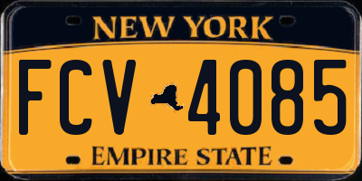 NY license plate FCV4085