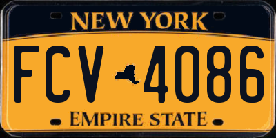 NY license plate FCV4086
