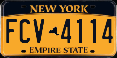 NY license plate FCV4114
