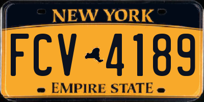 NY license plate FCV4189