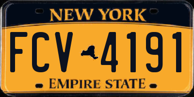 NY license plate FCV4191