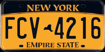NY license plate FCV4216
