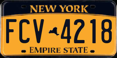 NY license plate FCV4218