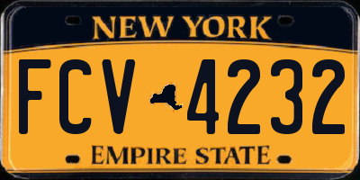 NY license plate FCV4232