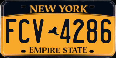 NY license plate FCV4286