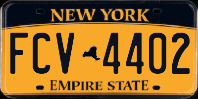 NY license plate FCV4402