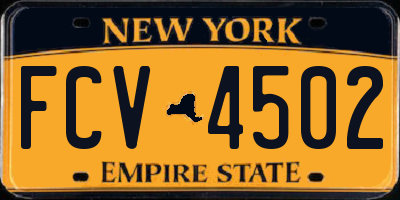 NY license plate FCV4502