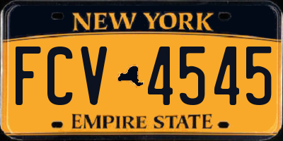 NY license plate FCV4545