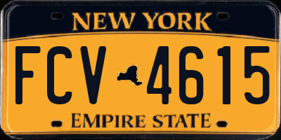 NY license plate FCV4615