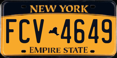 NY license plate FCV4649