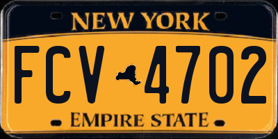 NY license plate FCV4702