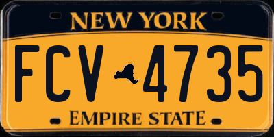 NY license plate FCV4735