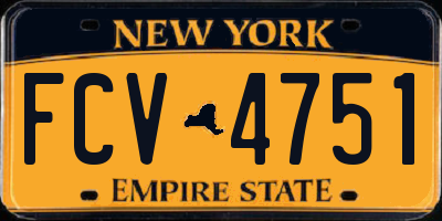 NY license plate FCV4751