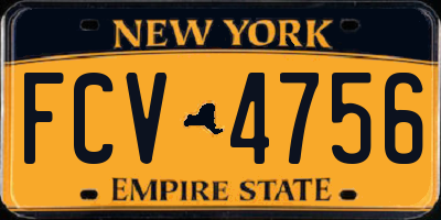 NY license plate FCV4756