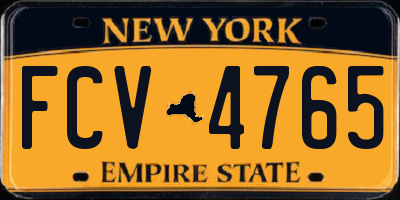 NY license plate FCV4765