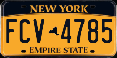 NY license plate FCV4785