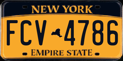 NY license plate FCV4786