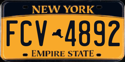 NY license plate FCV4892