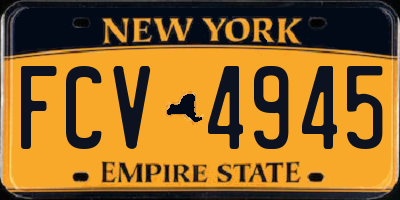 NY license plate FCV4945