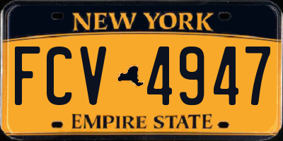 NY license plate FCV4947