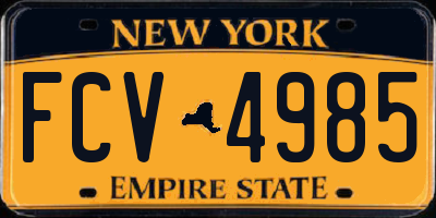 NY license plate FCV4985