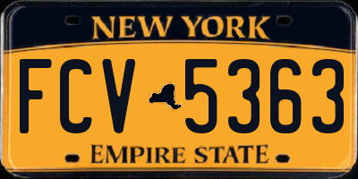 NY license plate FCV5363