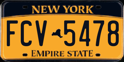 NY license plate FCV5478