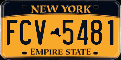 NY license plate FCV5481