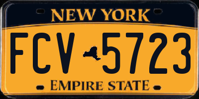 NY license plate FCV5723