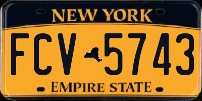 NY license plate FCV5743