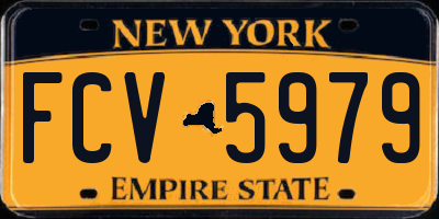 NY license plate FCV5979