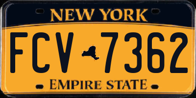 NY license plate FCV7362