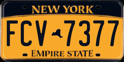 NY license plate FCV7377