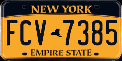NY license plate FCV7385