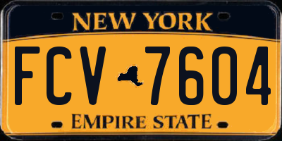 NY license plate FCV7604