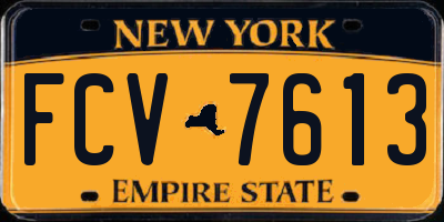 NY license plate FCV7613