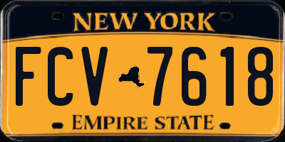 NY license plate FCV7618