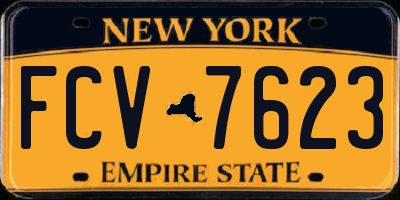 NY license plate FCV7623